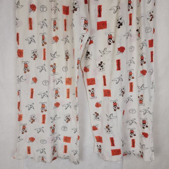 The Wonderful World Of Disney cream Mickey peace print waffle knit pajama pants - Picture 5 of 7